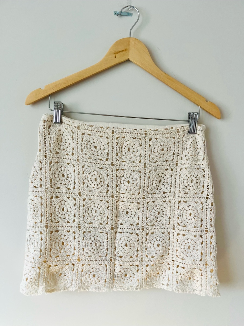 Mango Crochet Lace Mini Skirt - Cream